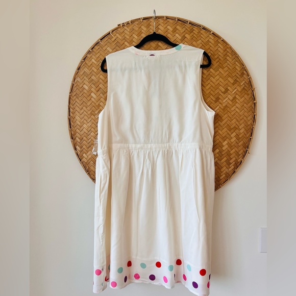 CHARMING MOD CLOTH WHITE‎ W/ COLORFUL POLKA DOTS SLEEVELESS V-NECK DRESS - NWT - Picture 11 of 15